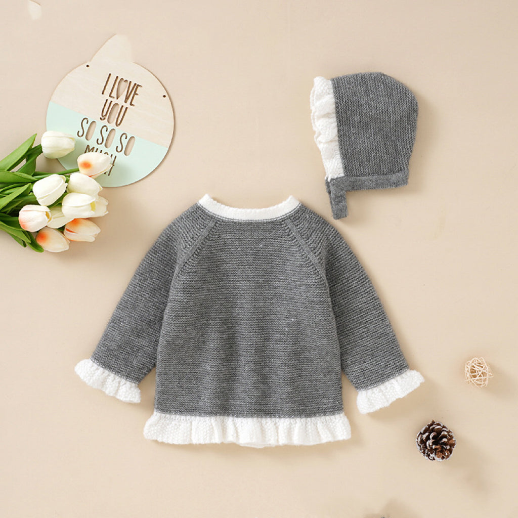 Baby 1pcs Solid Color Lace Design Knitted Cardigan