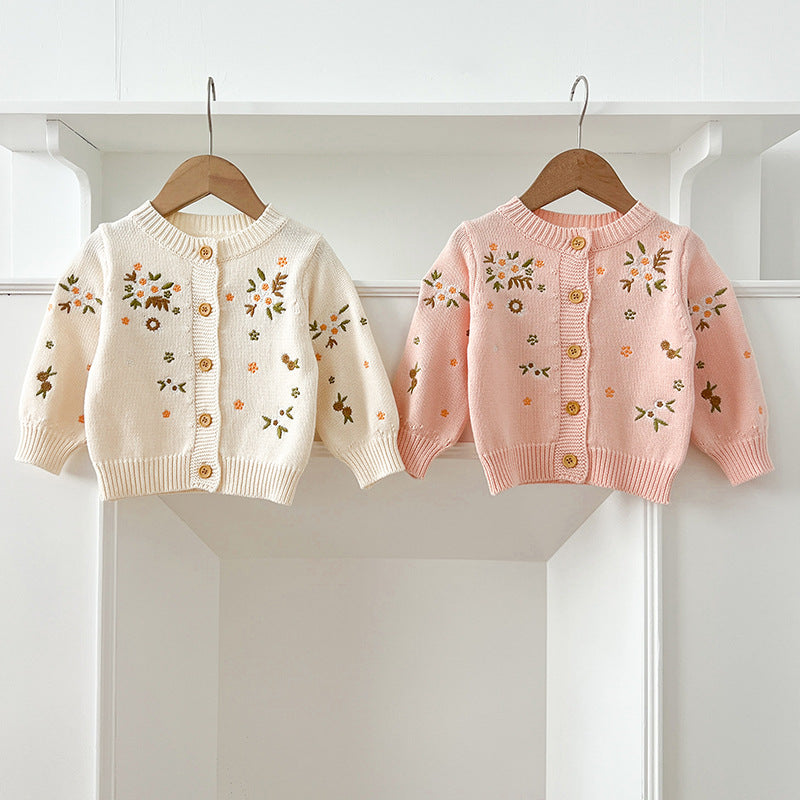 Autumn New Arrival Baby Kids Girls Comfortable Flowers Embroiedery