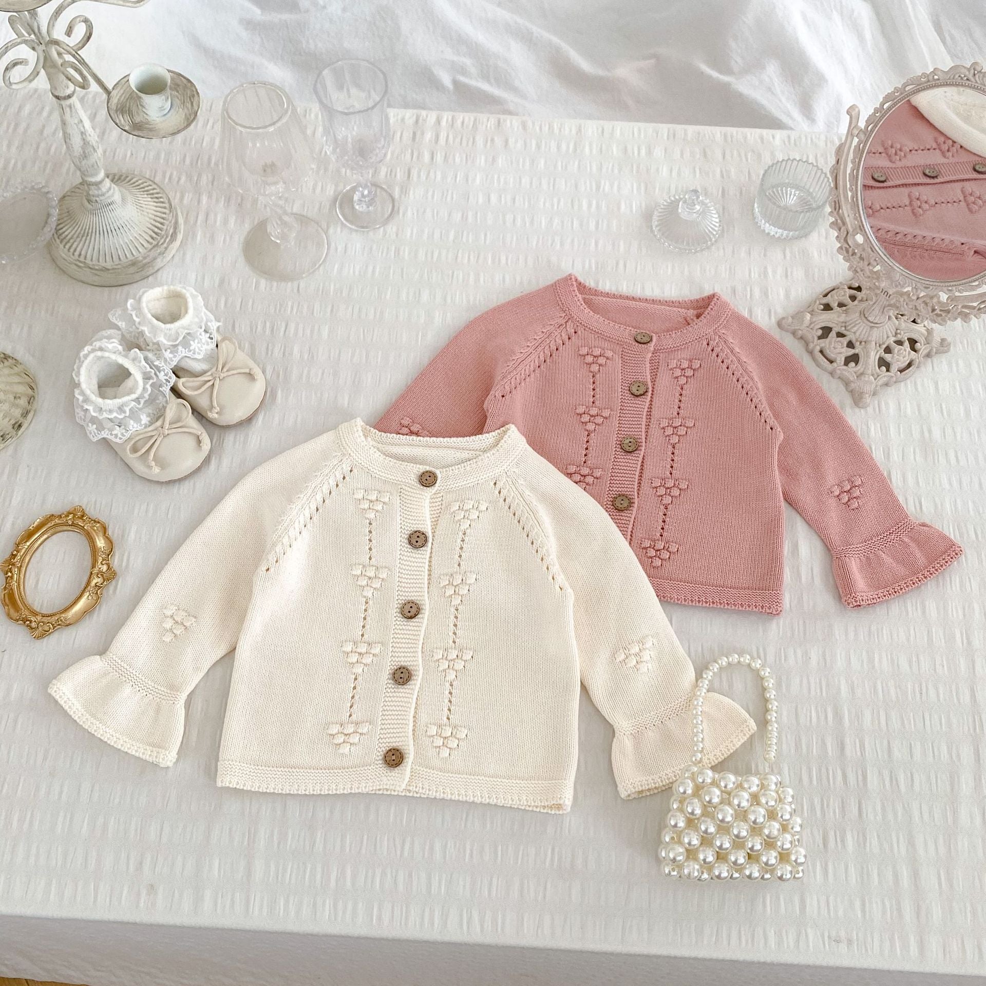 Autumn New Arrival Baby Kids Girls Comfortable Solid Color Jacquard