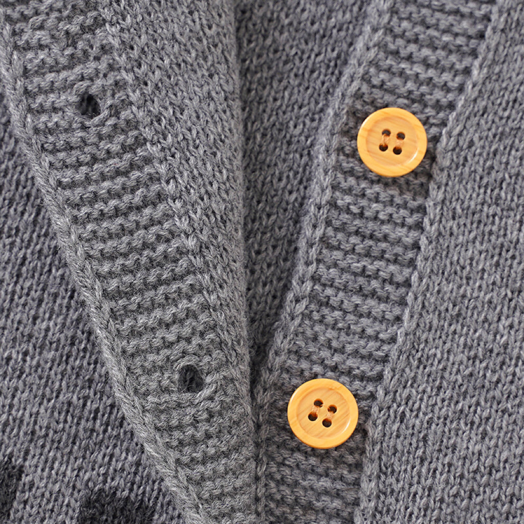 Baby Plaid Pattern Single Breasted Deisgn Knitted Cardigan