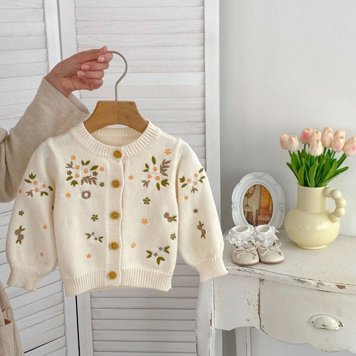 Autumn New Arrival Baby Kids Girls Comfortable Flowers Embroiedery